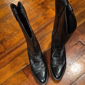 Tony Lama Black Leather Western Boots